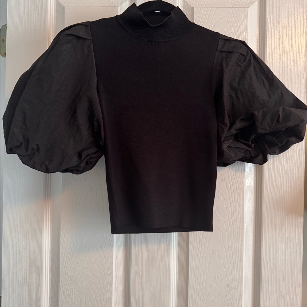 Zara Black Puff Sleeve Blouse
